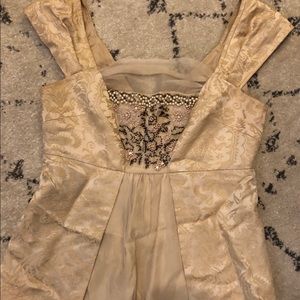 Tibi Cream Silk Beaded Top